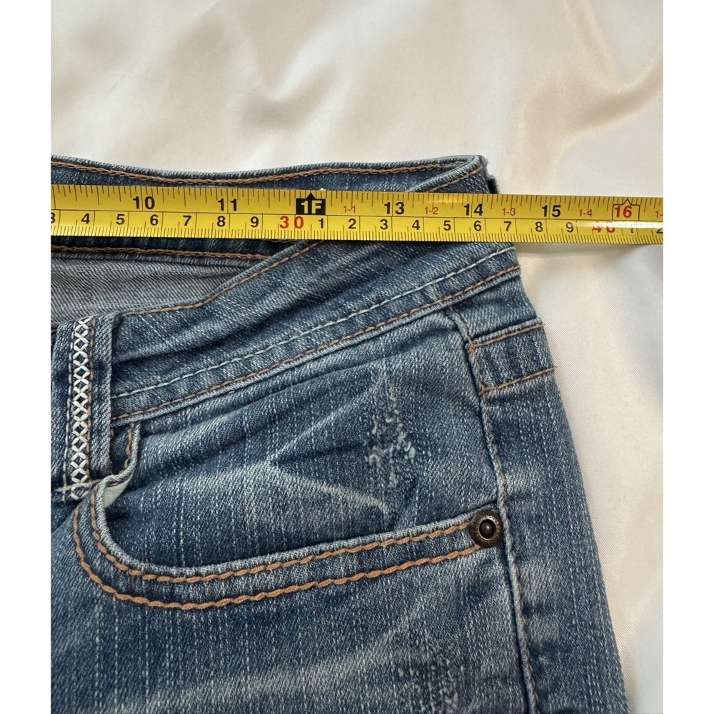 Vanity Jeans Women's *fits 28x32 Tall Blue Y2K Low Rise Flare Hippie Festival - Picture 12 of 14